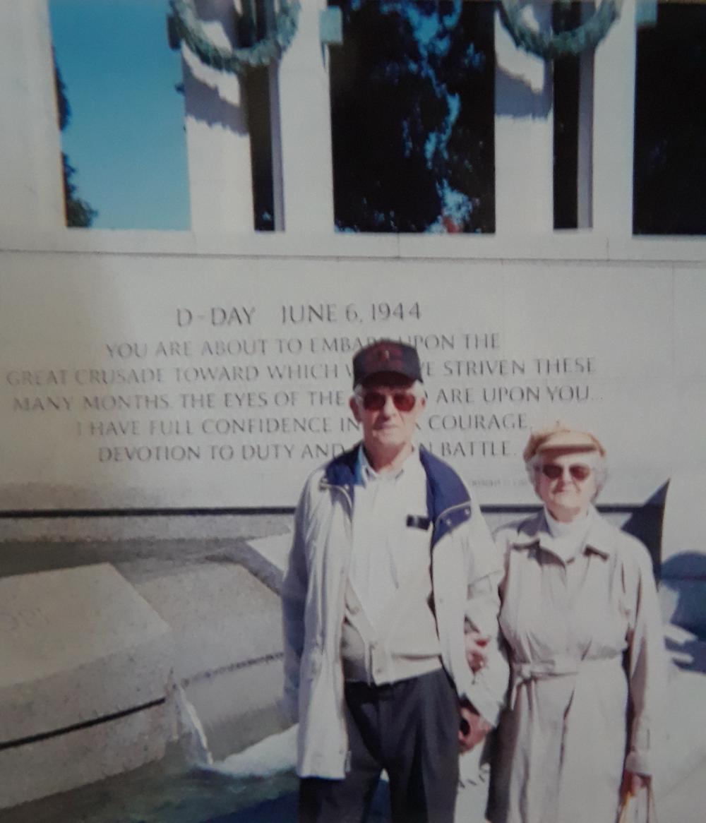 Herbert “Bert” Meyer and Charlotte Meyer visit the National World War II Memorial in Washington D.C. The two are now buried at Arlington National Cemetery. Photo courtesy of Carlyn Dalness