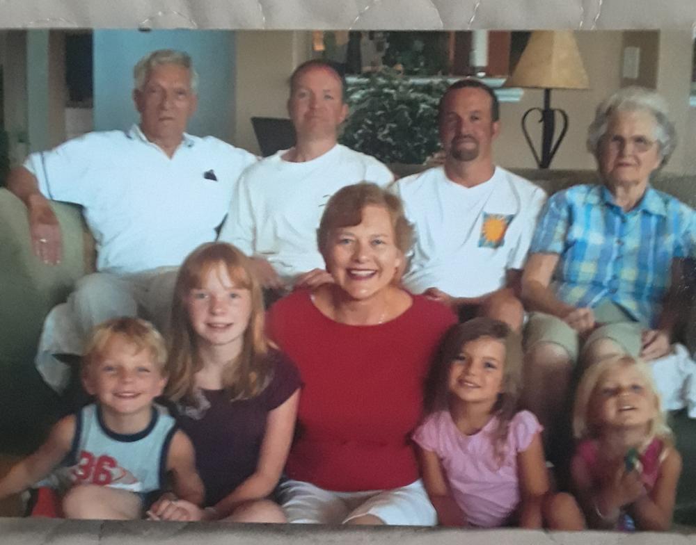 Herbert “Bert” Meyer (back left) and Charlotte Meyer (back right) gather with their daughter Carlyn, their grandchildren and their great grandchildren. Photo courtesy of Carlyn Dalness