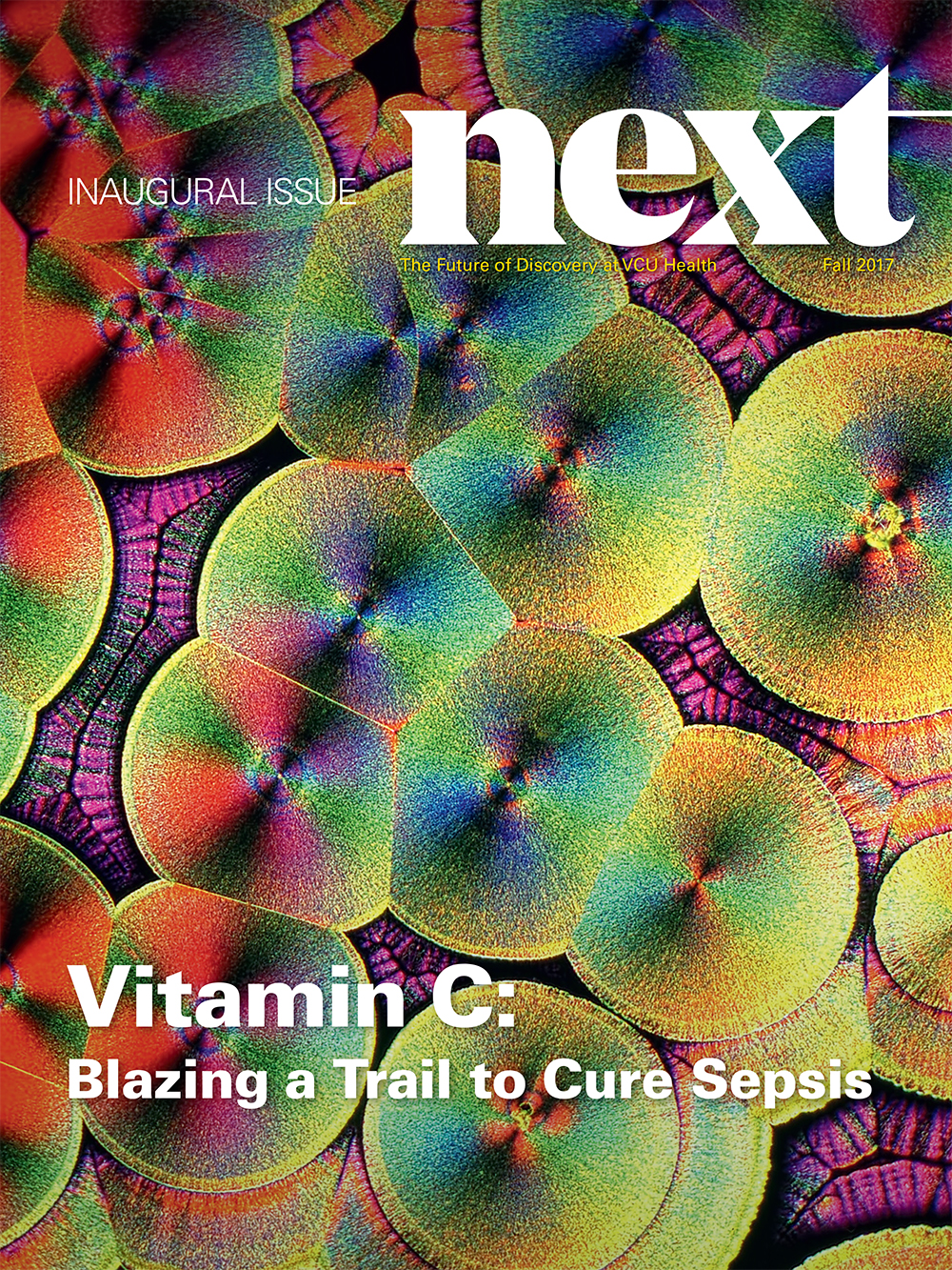 NEXT Magazine cover showing Vitamin C under microscope