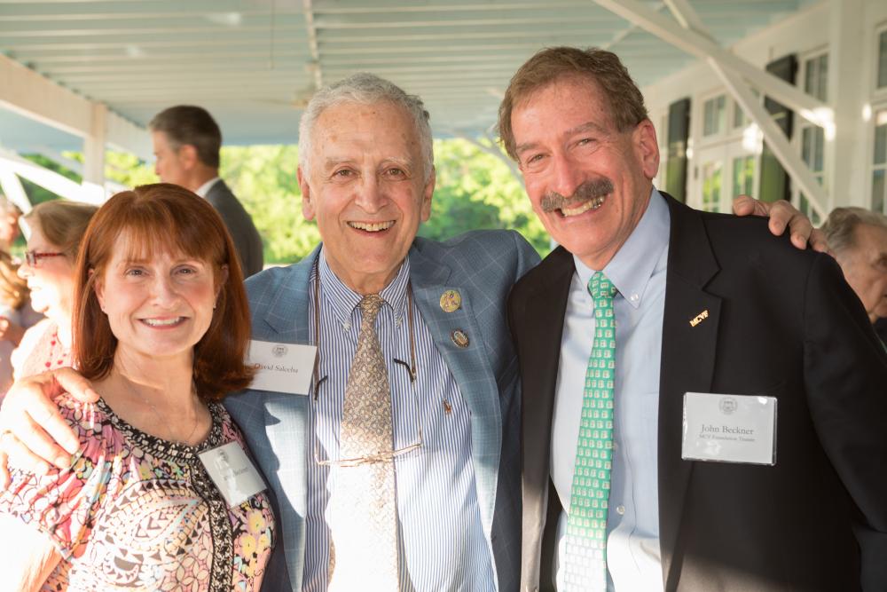 Pamela Beckner, David Saleeba and John Beckner celebrate the MCV Society at Upper Shirley Vineyards in May.