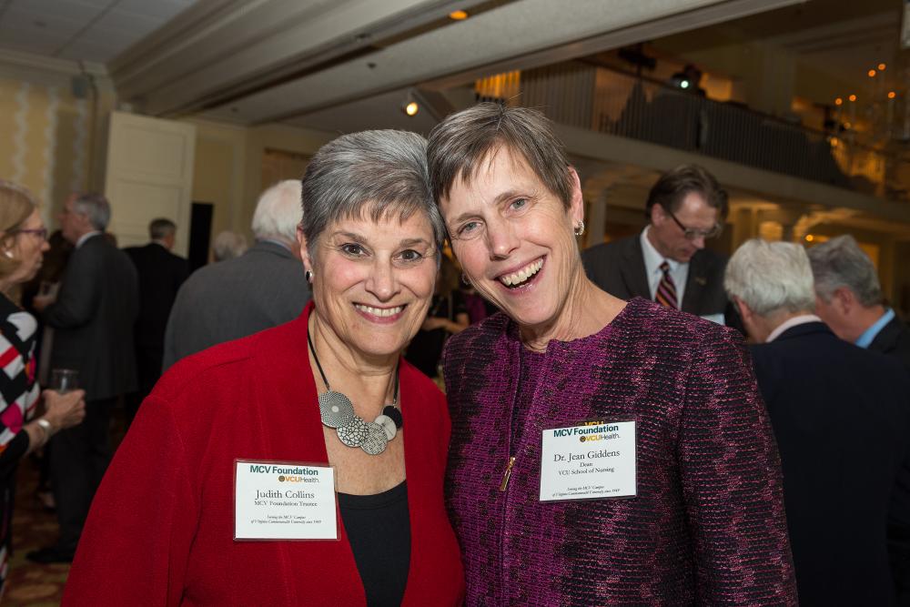 Judy Collins and Jean Giddens, Ph.D., dean of the VCU School of Nursing.