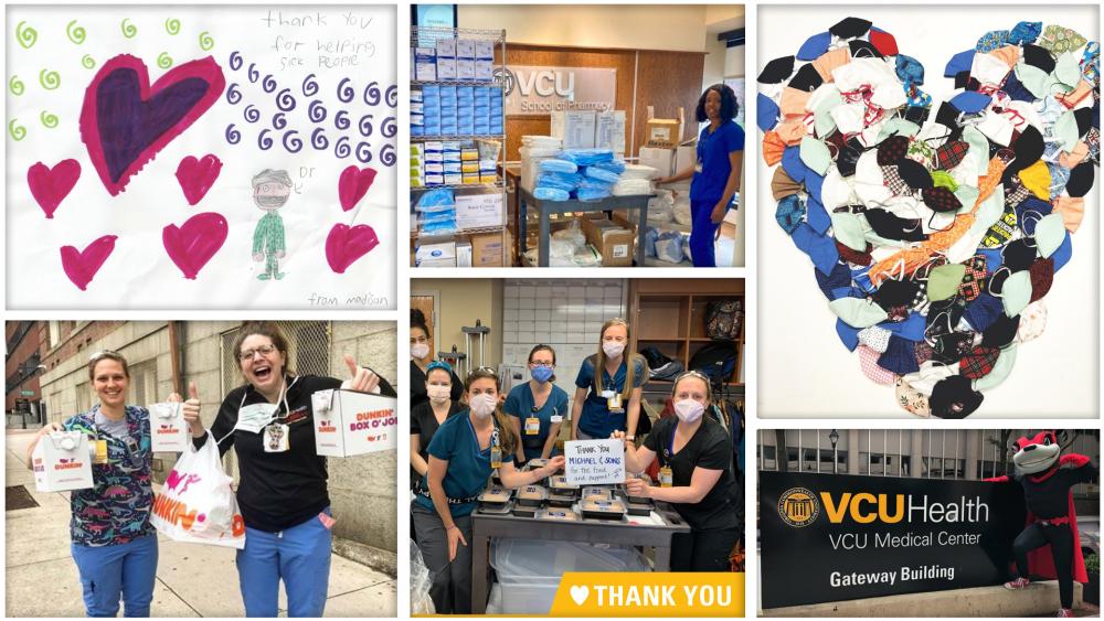 collage of gifts and art thanking and supporting VCU Health staff