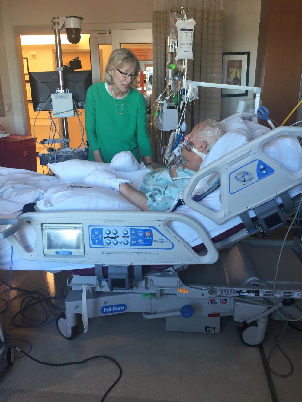 Margaret Hershberger comforts her husband Bob Hershberger as he receives lifesaving treatment at VCU Health.