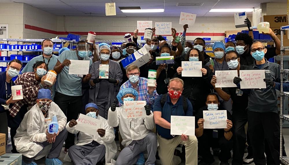 VCU Health Staff members holding signs thanking donors