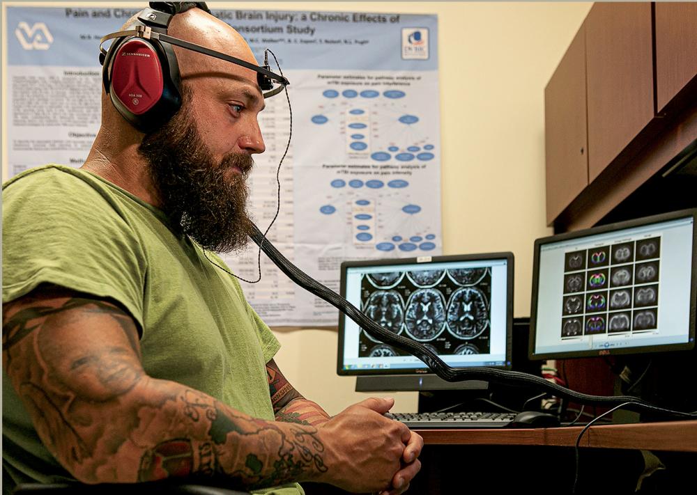 Joe Montanari, a U.S. Army veteran who suffered a traumatic brain injury while serving in Iraq, not only works as a military coordinator for the CENC and LIMBIC research grants but is also engaged as a study participant. Photo: Julia Rendleman, VCU University Marketing