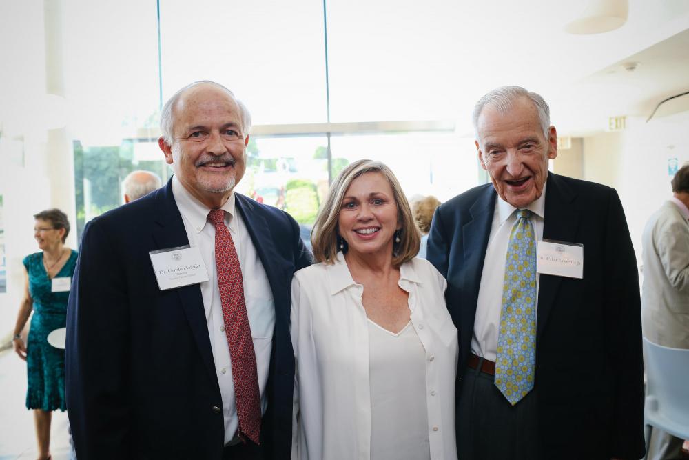 Gordon Ginder, M.D., director of the VCU Massy Cancer Center, was recognized with the Jerome F. Strauss III award for his extraordinary service and stewardship to MCV alumni, donors and other members of the community to support and advance the mission of the MCV Foundation. He was not able to attend the June awards dinner and is pictured with Becky Massey and Dr. Walter Lawrence Jr., Massey’s founding director, at another MCV Foundation event.