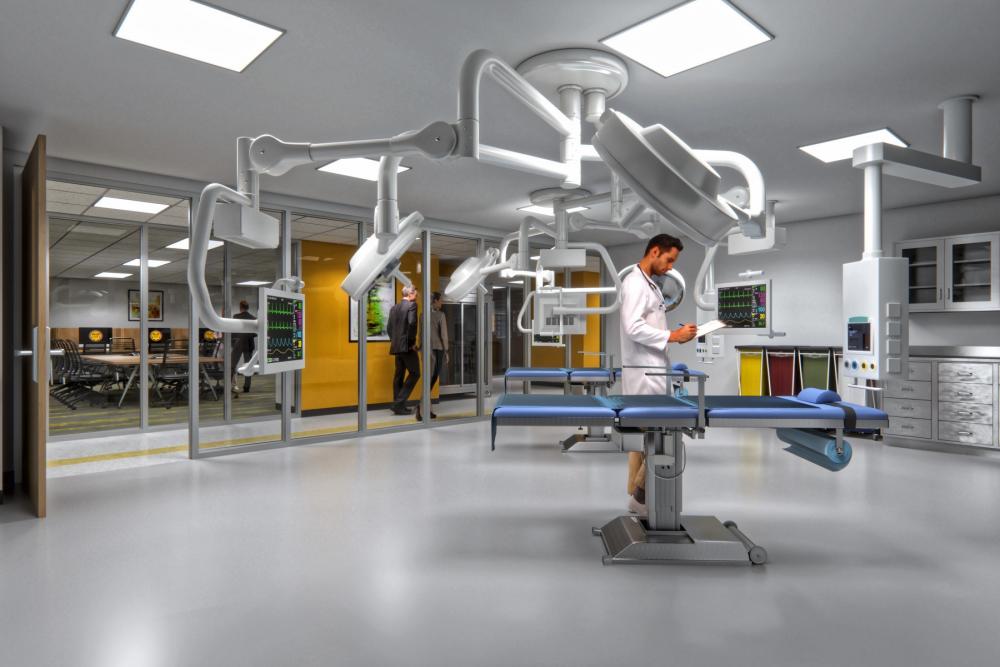 A rendering shows what the Cottrell Surgical Innovation Lab will look like once it has been completed. The lab’s three main components will be a surgical education center featuring advanced surgical and human simulation technologies, a surgical testing center for researching novel devices and drugs for human use, and an organ reanimation laboratory where kidneys, livers, pancreases and hearts can be reconditioned for transplant.