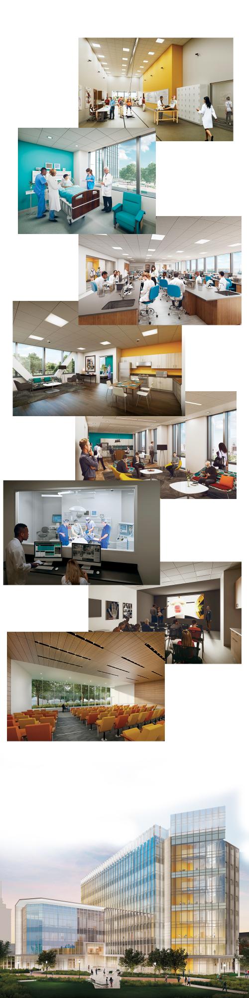 Renderings of the college's new building.