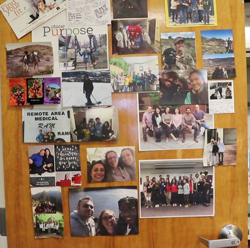 The walls, doors, book cases and desktops in Judy Gary’s office are covered with photos of VCU School of Medicine students, including fmSTAT scholars, both past and present. Judy is co-director of the fmSTAT program, which develops, nurtures and supports medical students who are committed to the pursuit of a career in family medicine.