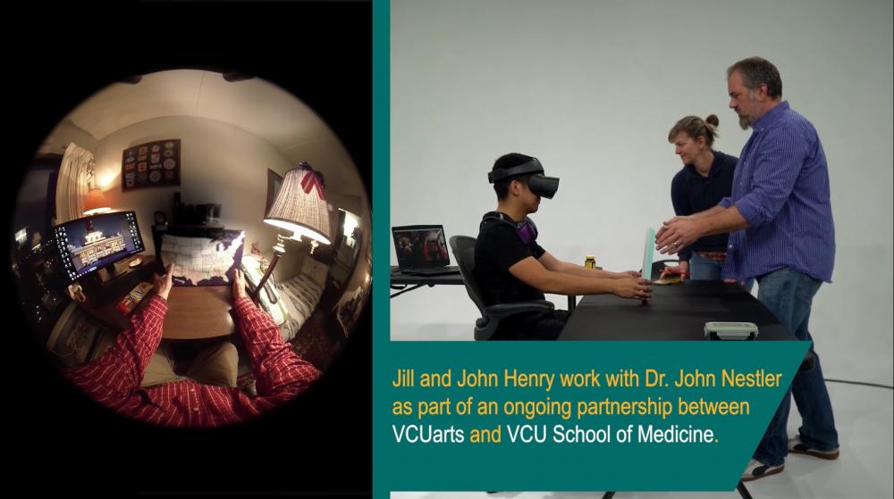 Jill and John Henry work with Dr. John Nestler as part of an ongoing partnership between VCUarts and VCU School of Medicine