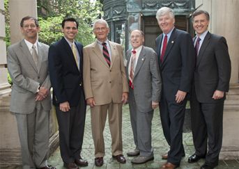 Dr. Sheldon M. Retchin, Dr. Michael Rao, Col. Herbert T. Watson, Dr. Cecil B. Drain, Dr. Michael D. Fallacaro and Dr. William P. Kotti join together at the Scott House.