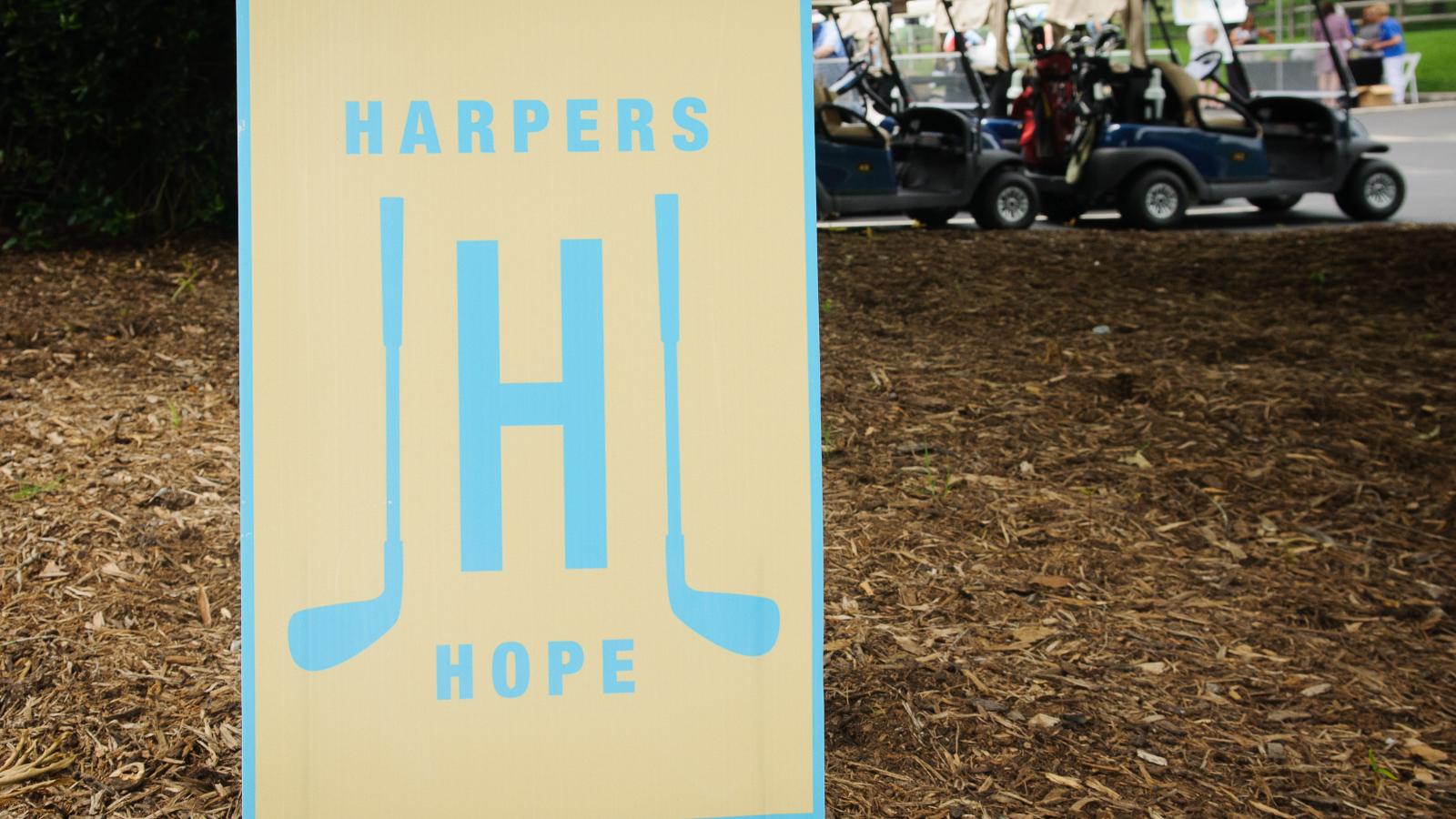 Harper's Hope tournament sign
