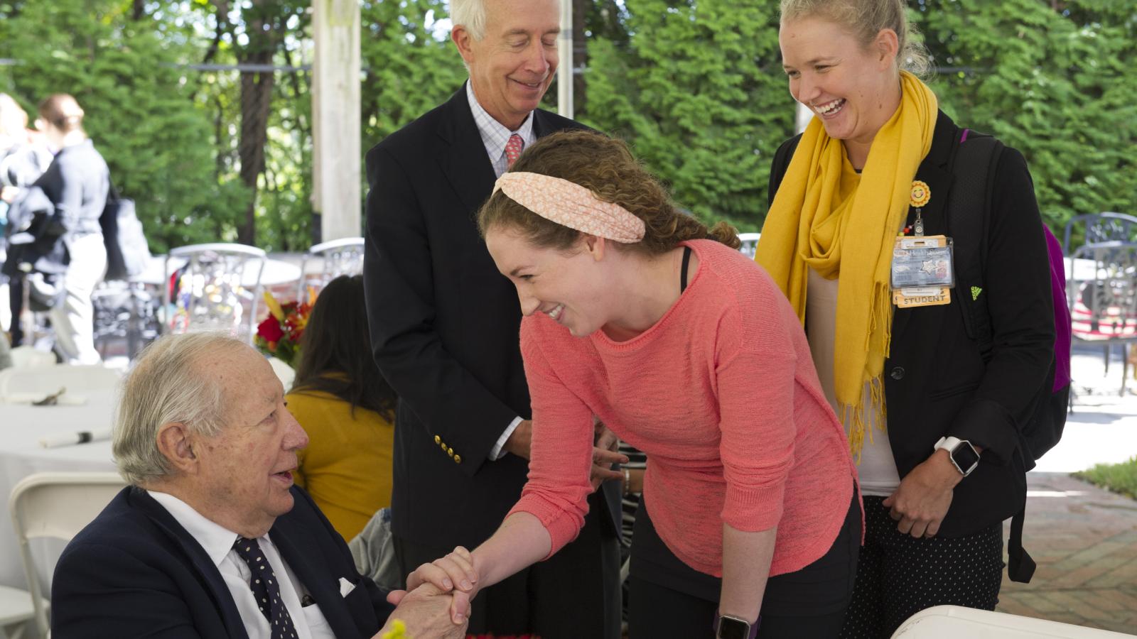 Nursing students thank Herbert A. Clairborne III and Herbert A. Claiborne Jr. photo
