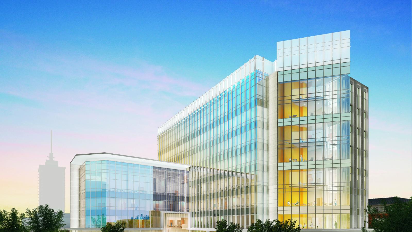 Rendering of new Allied Health Professions building