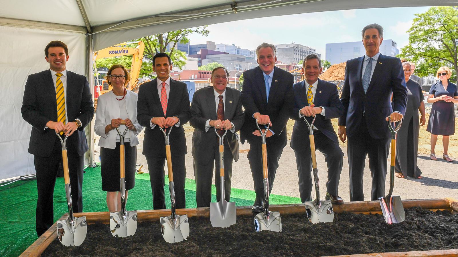 Officials with shovels at groundbreaking