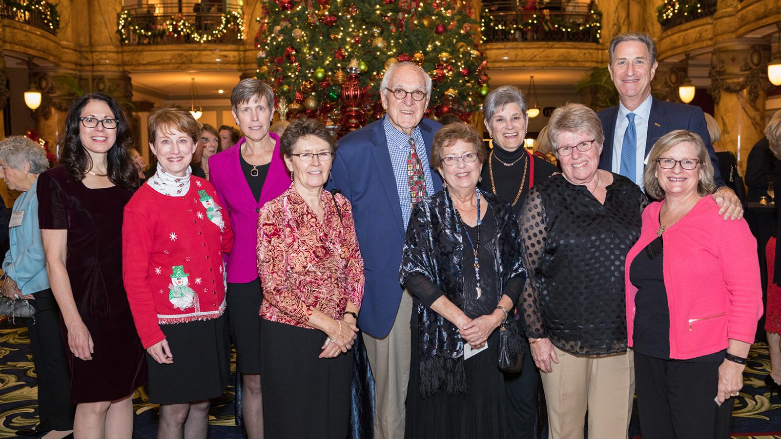 (L to R) Dawn Goldstein, Ph.D.; Debbie Shockey, D.N.P; Dean Jean Giddens, Ph.D; Barbie Dunn, Ph.D.; Joe Teefey; Ginger Edwards; Judy Collins; Mimi Bennett; MCV Foundation board chair Harry Thalhimer; and Carla Nye, D.N.P., at the MCV Foundation’s December board meeting reception, where the foundation honored and raised funds for the VCU School of Nursing Clinical Scholars Program.