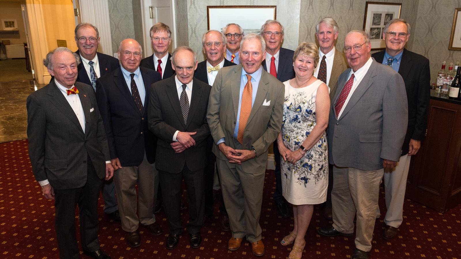 Brother Rats from the Virginia Military Institute Class of 1969 celebrate raising funds for and announcing the Dr. Charles F. Bryan Jr. Parkinson’s Research Fund. Those who attended the reception on June 26 included (L to R) John Ishon, Mike Santoro, Joe Flanz, Dr. K.C. Woodroof, David Hagan, Bob Heely, Bobby Watts, Dr. Charlie Bryan, Bill “Bunny” Paulette, Cammy Bryan (Charlie’s Wife), John Sebrell, Sammy Higginbotham and Dr. Tom Morris. All Photos: Kevin Schindler