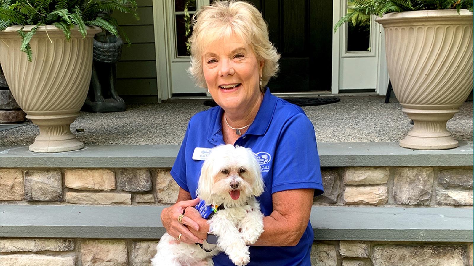 Stewie the Maltese with his mom Joan Nuttle